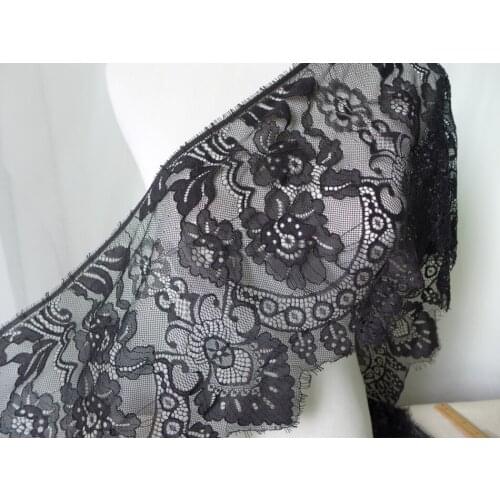 3meters/lot Vintage Chantilly Lace In Black Mesh Lace Fabric Embroidered Eyelash Eyelet Lace Trim For Jewelry Design