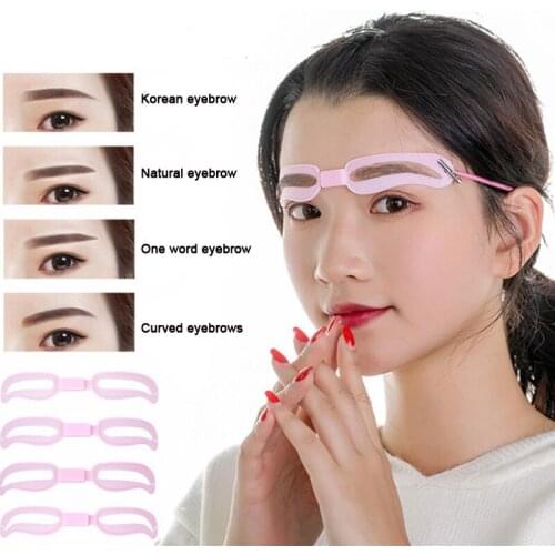 4 Styles Fashion Eyebrow Shaper Kit Portable Eyebrow Stencil Grooming Makeup Tools Reusable Cosmetics Beauty Accessories