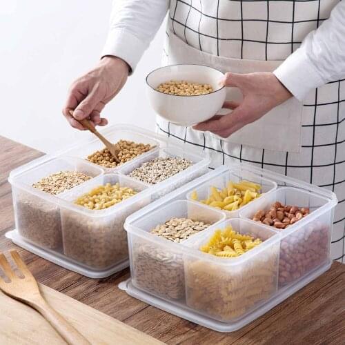 5pcs/set Boxes Food Storage Containers Box Plastic Rice Cereal Container Fridge Organizer Case for Keep Fruit Meat Fish Fresh