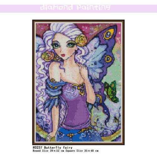 Butterfly Fairy 5D Square & Round Diamond Complete Mosaic Painting Diamond Cross Stitch Kits Diamonds Embroidery Full Home Decor