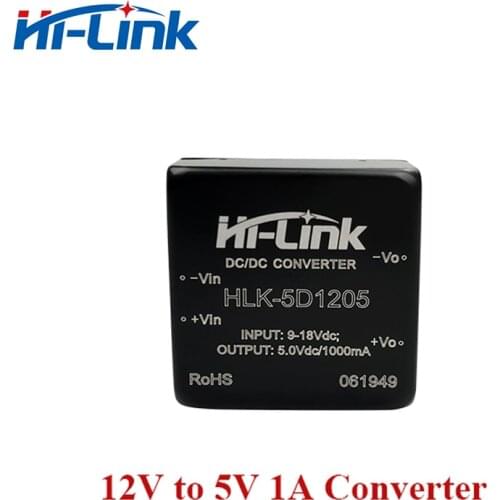 Free Ship 10pcs/lot 9-18V Input to 5V 1A output DC-DC converter isolated module HLK-5D1205