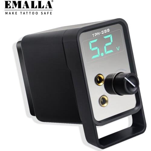 EMALLA Professional Adjustable Tattoo Power Supply Digital LCD Display with Mirror Surface for Tattoo Machine Power Supplies
