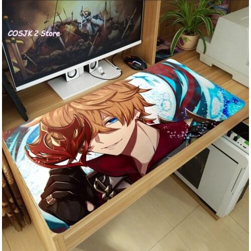 Anime Game Genshin Impact Tartaglia Large Mouse Pad Gaming Computer Desk Keyboard Mat Anti-Slip Playmat Mousepad Cosplay Gift