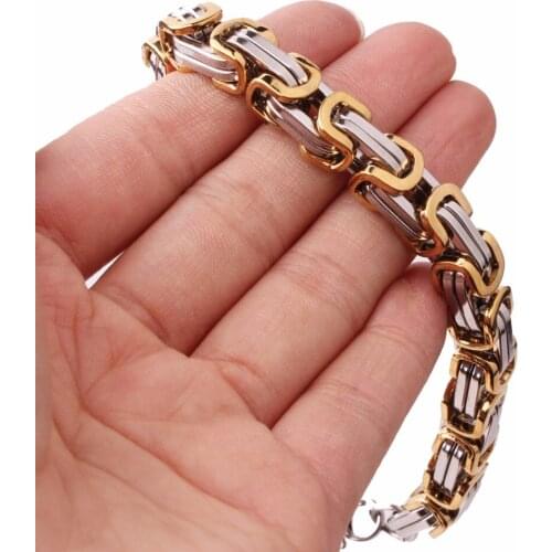 Granny Chic 4/5/8mm Men Bracelets Chunky 4/5/8MM 316L Stainless Steel Link Byzantine Bracelets Chains For Men Women 7inch-11inch