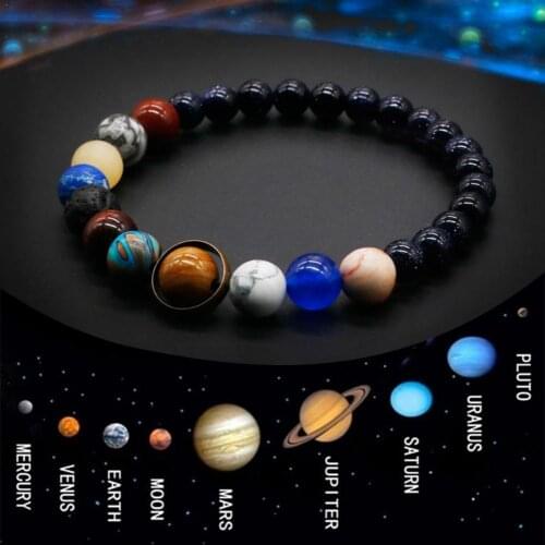 2021 Universe Solar System Bracelet Women Natural Stone Gift Planets For Him Best Friends Eight Gift For Her Men Bracelet M U5A8