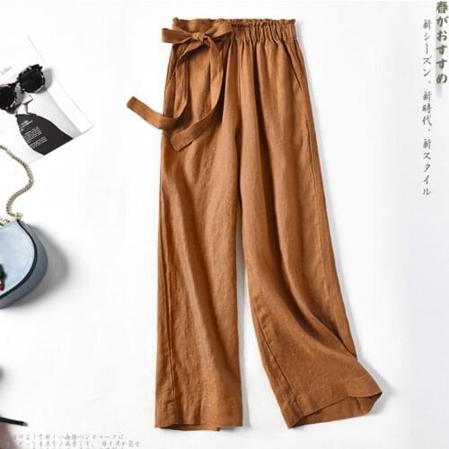 Dasswei Cotton Linen Wide Leg Pants For Women 2021 Summer Fashion Casual ankle-Length Trousers Female Solid Loose Pants Harajuku