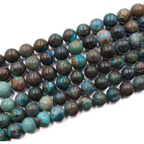 Natural chrysocolla stone beads smooth round needlework loose charm Bead For Jewelry Making DIY women Bracelet Necklace