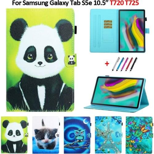 Etui For Samsung Tab S5e Case 10 5 inch Cute Panda Owl Cat Leather Wallet Stand Tablet for Samsung Galaxy Tab S5e Case T720 T725