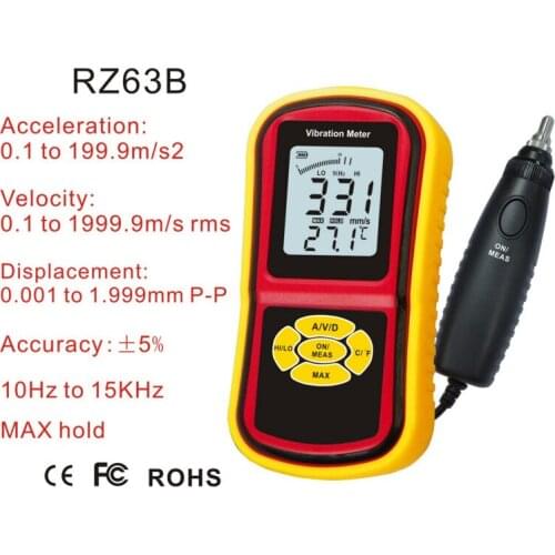 Vibration Analyzer Digital Vibration Meter LCD Vibrometer Tester Acceleration/Velocity/Displacement Test