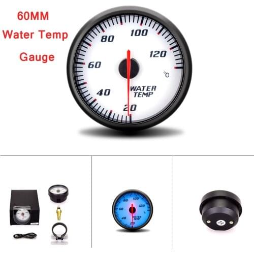 Water Temp Gauge for Auto Car Truck 60MM Water Temperature Gauge Meter with Sensor Holder Round Blue LED Backlight 12 V