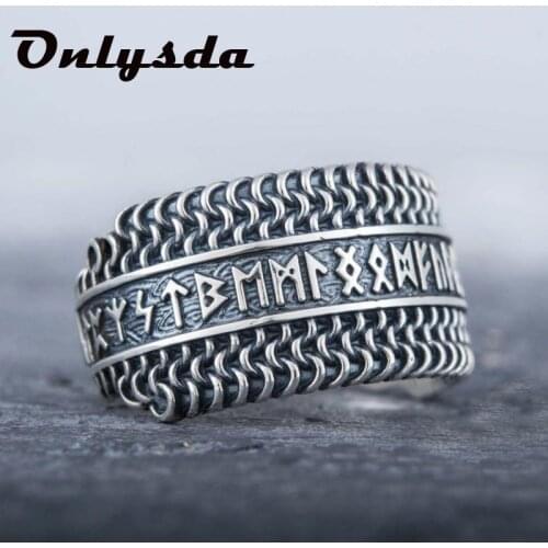 Dropshipping 316L Stainless steel Odin Norse Viking Amulet Rune MEN Ring fashion words RETRO Rings Jewelry Man Gift OSR682