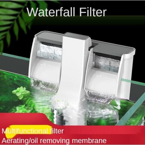3-in-1 Fish Tank Waterfall Filter Hang On Up Water Filter Pump for Aquarium De-oil Film Aerator Pump Skimmer External Pump