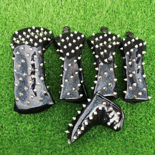 Golf Club #1 #3 #5 Golf Headcovers Skull Rivet Driver Fairway Woods putter cover PU Leather Head Covers Golf set Protector