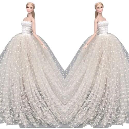 Graceful Off-white Polka Dot Wedding Dresses 11.5" Doll Outfits for Barbie Clothes 1/6 BJD Dolls Accessories Children Toy Gifts