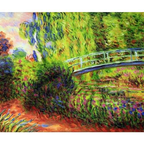 Claude Monet Oil Painting on Canvas, The Water-Lily Pond, Water Irises, 1900, Landscape Wall Painting Picutres, Handpainted