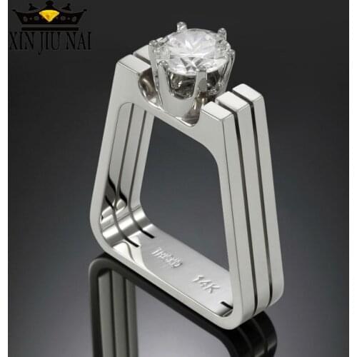 Classic Silver GeometricRing Unique Female Small Round Crystal Ring Vintage Bride Engagement Rings For Women diamond rings