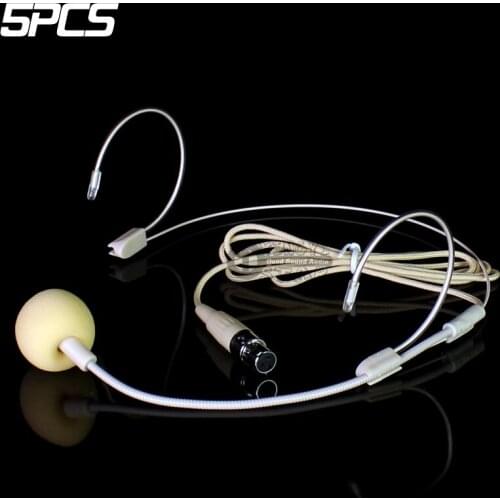 5Pcs Mini XLR 3 Pins TA3F Beige Dual Earhook Condenser Headset Microphone System For SAMSON Wireless Beltpack Transmitter VT3L