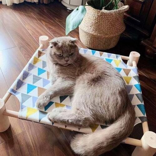 Pet Cat Bed Removable Sleep Bag Hammock Beds for Lounger Wooden Cats House Summer cool Pets Bed Small Dogs Sofa Mat Pet Supplies