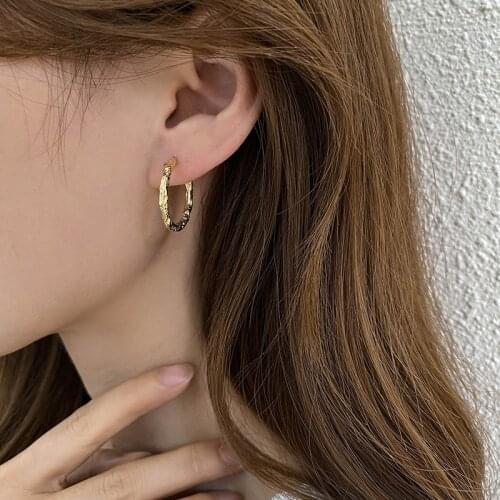 Round Irregular Bump Hoop Earrings For Women Geometric Retro Temperament Trendy Jewelry 2021 New