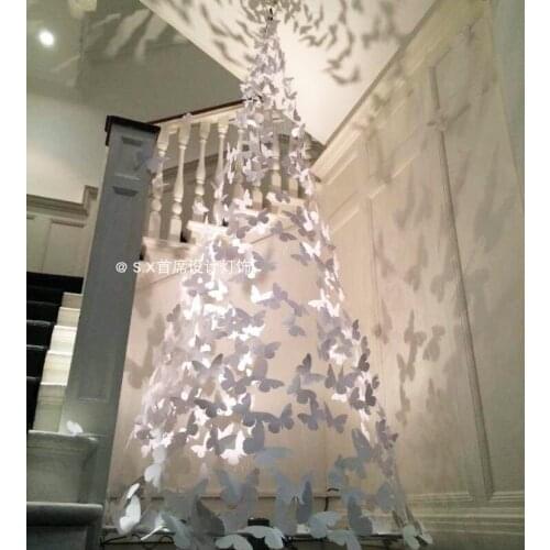 Butterfly chandelier wedding gift wedding dress shop decoration shopping complex building corridor ladder Valentines day