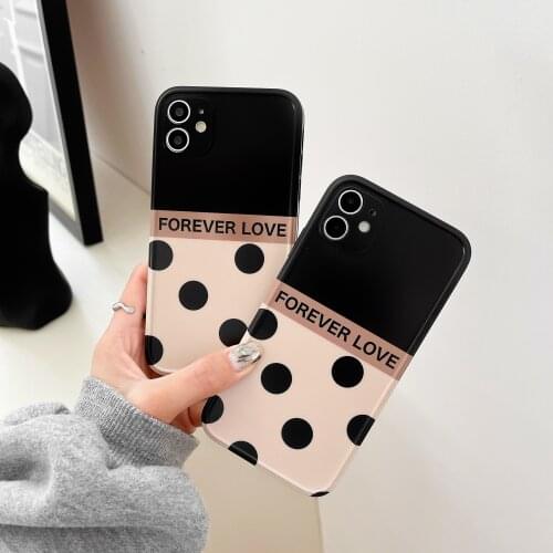 Cute Polka dot Case for iPhone 12 Pro Max XR 7 8 Plus Silicone Cc dots Letter Back Cover For iPhone 11 Pro X XS SE 2020 Cases