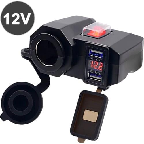 Motorcycle 12V USB Cigarette Lighter Socket Kit Motorbike Motorcycle USB Charger Power Adapter Socket Switch GPS Waterproof