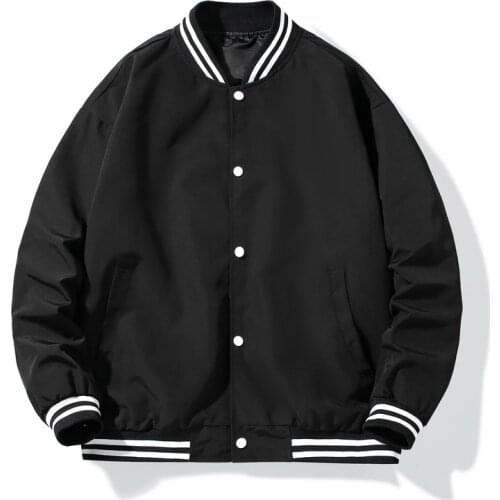 Unisex Solid color bomber jacket varsity baseball jacket windbreakers oversize hip hop outerwear for college couples Streetwear
