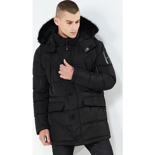 Iwhanker Men Winter Jacket Hooded Fur Collar Men Parkas Fashion Thick Thermal Coats Slim Outwear Top Brand Clothing