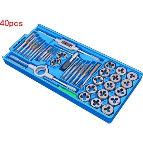 40pcs/set tap and die set M3~M12 Screw Thread Metric Plugs Taps & Tap wrench & Die wrench, hand screw taps Hand Threading