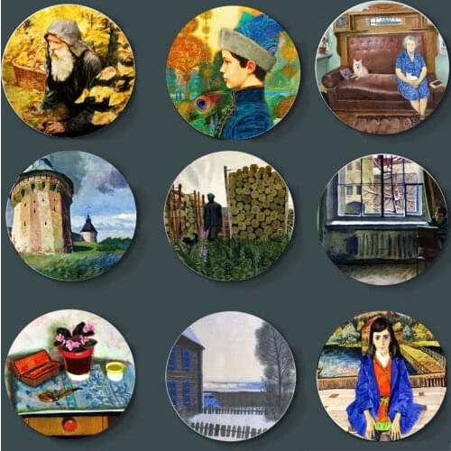 Victor Glebovich Britvin Painting Wall Plate Elegant Art Background Plate Ceramic Artwork Home Bar Studio Decorative Plate