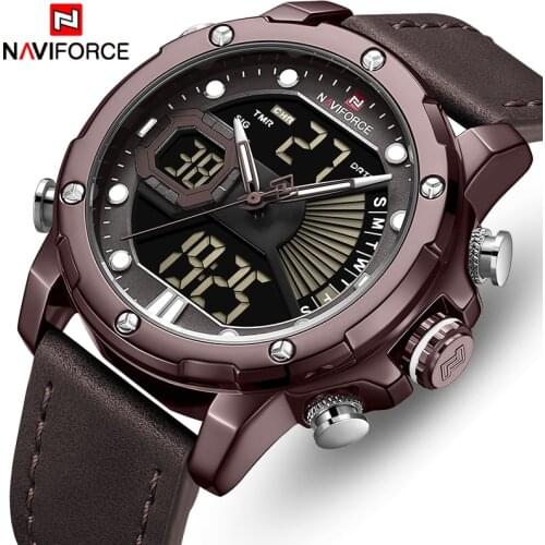 NAVIFORCE Watches Men Sports Quartz Wristwatches Mens Dual Display Analog Digital Clock Male Luminous Date Relogio Masculino