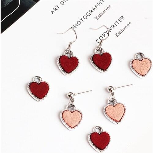 Newest 13*16MM 50PCs 20Pcs Silver Tone Alloy Leather Lovely Heart Charms DIy Jewelry Ornament Accessories Earring Bracelet Charm