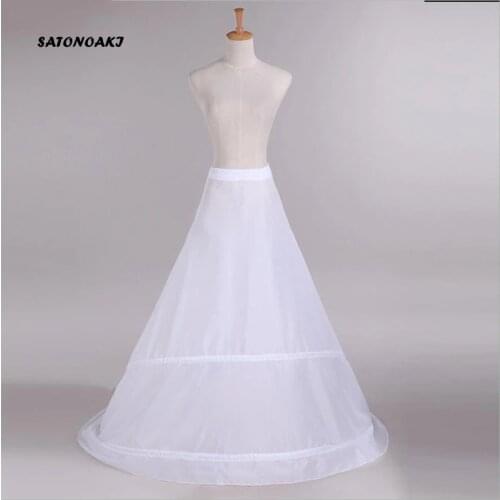 New Fashion Wedding Accessories Petticoats With Train White 2 Hoops Underskirt Crinoline for Bride Dresses In Stock Undefined
