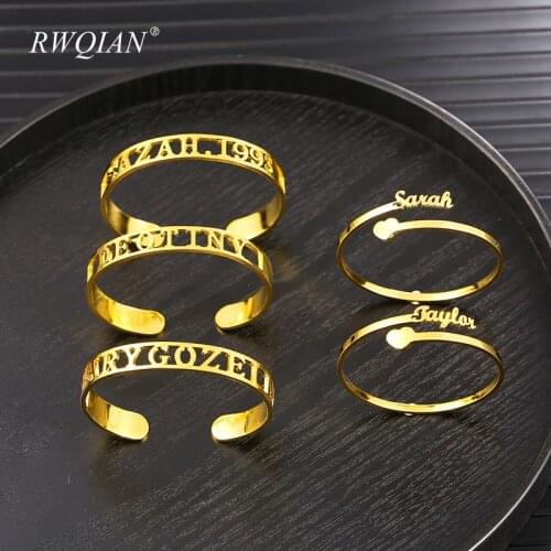 Personalized Custom Name Bracelet Stainless Steel Customized Nameplate Bracelets for Women Men Baby Accessories Family Jewelry