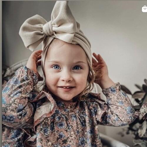 Simple Imitation Cashmere Baby Bowknot childrens Hat Cap Girls Bow Turban Haedband Infant Beanie Accessories