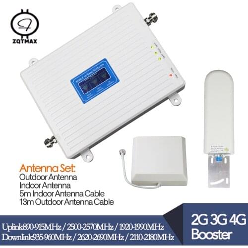 ZQTMAX 2G 3G 4G repeater GSM 900 2100 2600 wcdma UMTS cell phone signal booster 4g lte network Amplifier antenna and cable