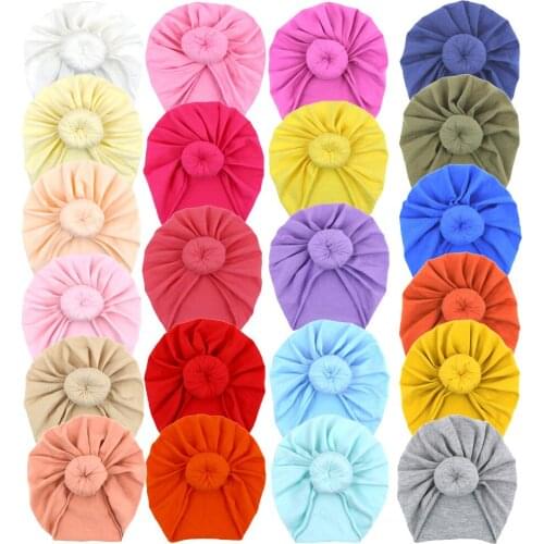 Baby Accessories For Newborn Toddler Kids Baby Girl Boy Turban Cotton Beanie Hat Winter Cap Knot Solid Soft Hospital Caps