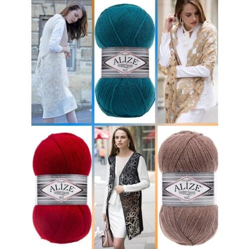 Wool Knitted Yarn - 39 Color Options - 570 Meters (100gr) - Alize Superlana Tığ - Acrylic - Shawls - Accessories - Scarves - Cardigan - Sweater - Blouse - Vest - Home Textile - Beret - Hat - Amigurumi - DIY