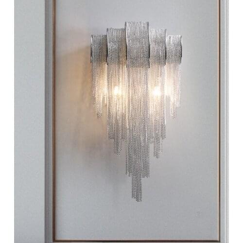 Light Luxury Wall Lamp Silver Modern Minimalist Living Room Television Background Wall Creative Bedroom Bedside Lamp Decoration