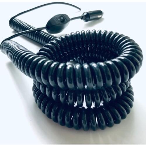 2 core Spring telescopic wire spiral cable 20AWG 0.5mm Stretchable Power Extension cord 3 meter / 8 meter with Cigarette lighter