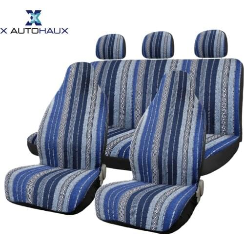 X Autohaux 7pcs/set Universal Multicolor Baja Blanket Ethnic Bucket Auto Front Back Seat Cover For Car Decoration Seat Covers