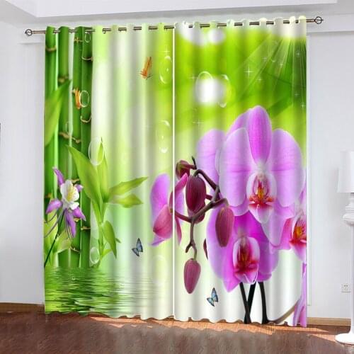 Gorgeous Flower Bamboo Natural Landscape 3D Curtain Blackout Insulated Bathroom Living Room Bedroom Children Home Decor