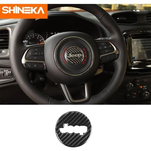 SHINEKA Interior Mouldings For Jeep Renegade Carbon Fiber Car Steering Wheel Decoration Cover Stickers For Jeep Renegade 2016