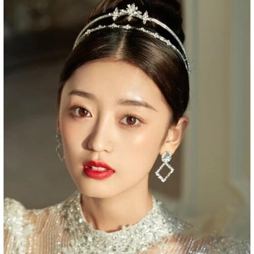 Women Wedding Hair Accessories Engagement Princess Rhinestone Pageant Diadem High Grade Headdress Hair Crown