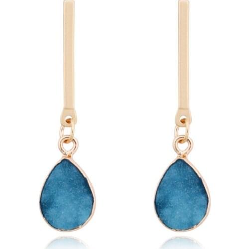 BELLAHYDIARY Vintage European Metal Steel Earring Resin Earrings Long Water Drop Earrings For Women Jewelry Pendientes Brincos