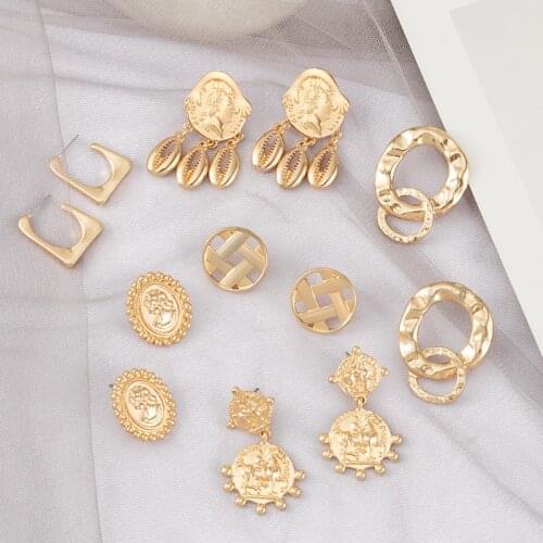 Fashion Vintage Earrings For Women Metal Geometric Statement Gold Drop Earrings 2021 Trendy Earings Jewelry Accessories