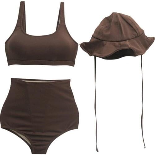 Summer Sexy Swimsuit Solid Color Three-piece Suit Polyester Women Bathing Fashion Swimsuits for Swim Beach clothes 2021