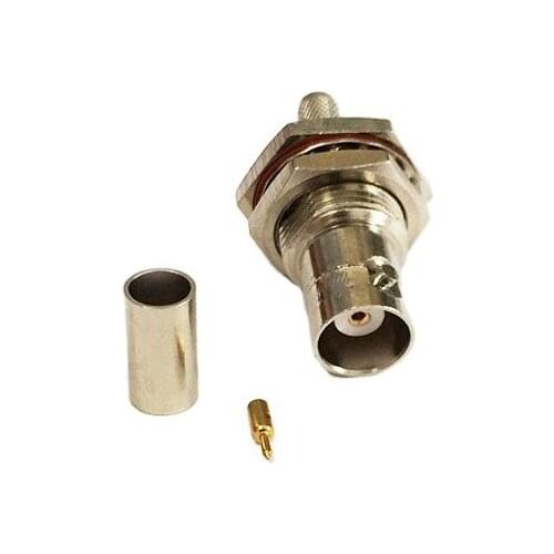 1pc BNC Female bulkhead RF Coax Connector Crimp for RG58 RG142 Cable Straight Nickelplated NEW wholesale