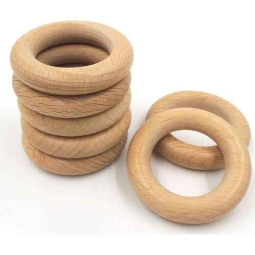 50MM beech Ring baby 2.36 inch 12mm thick safe baby toys 10pcs teething toddler jewelry EA366E