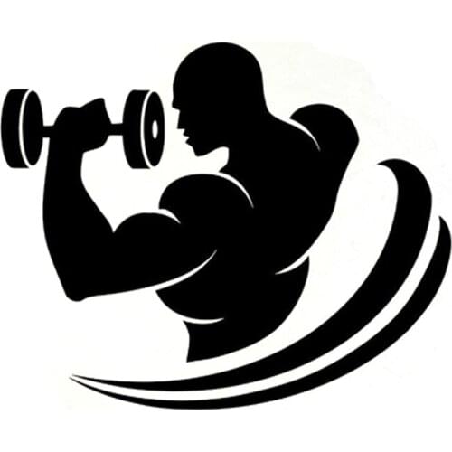 14.1CM*11.5CM Interesting Barbell Sports Vinyl Decal Car Sticker Black/Silver S9-0666